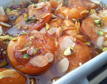 Abricots rôtis aux amandes pistaches