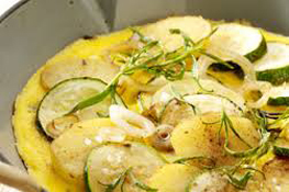 Omelette aux pommes de terre et aux courgettes